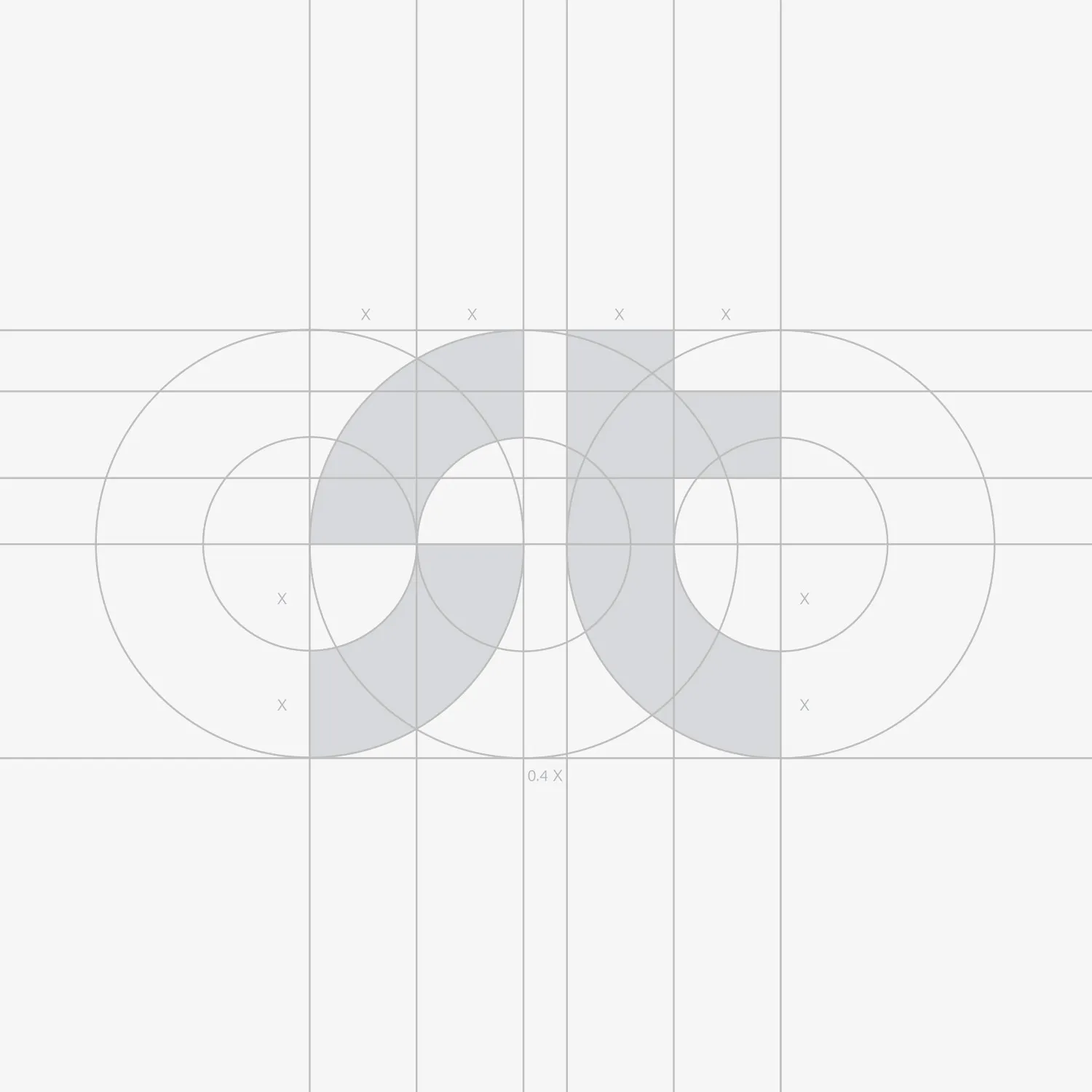 協信標誌以四分之一圓構成的製圖格線